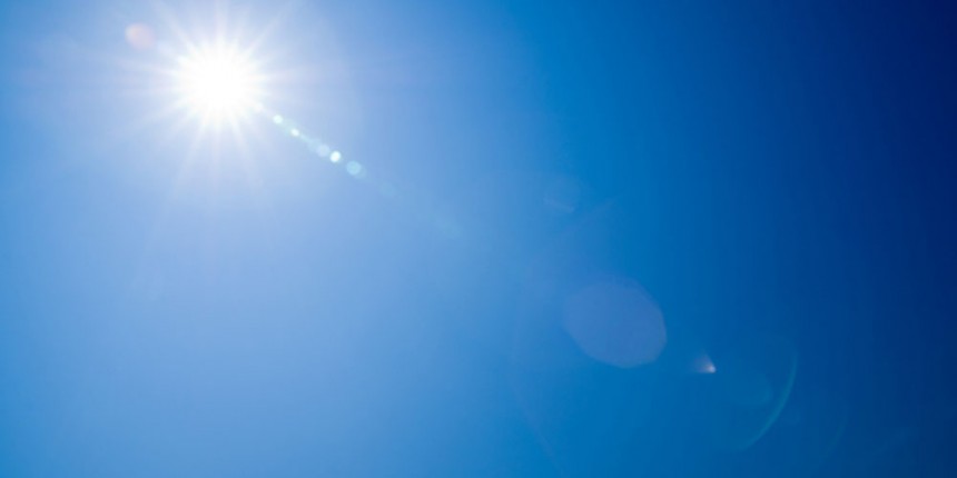 Shining sun in a clear blue sky