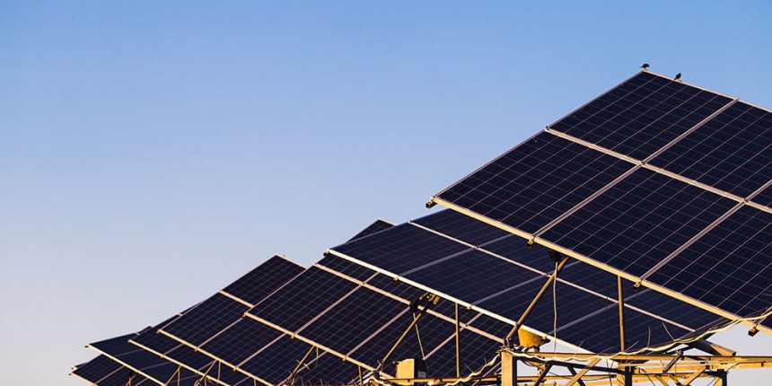 Solar panels and blue sky