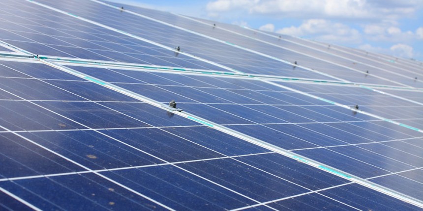Solar panels with a blue sky