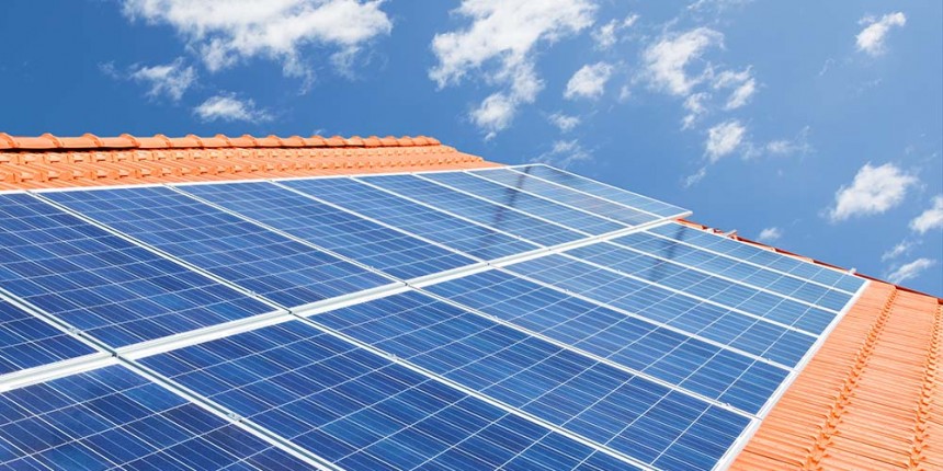 Solar panels on roof