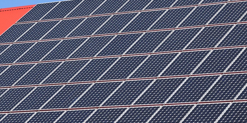 Solar panels on the roof
